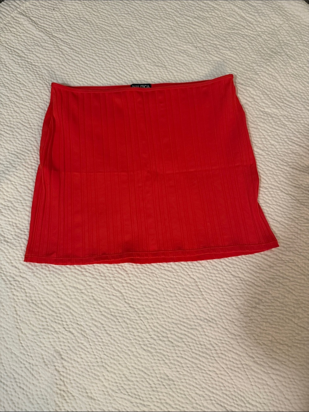 Nautica Bright Red Ribbed Mini Skirt